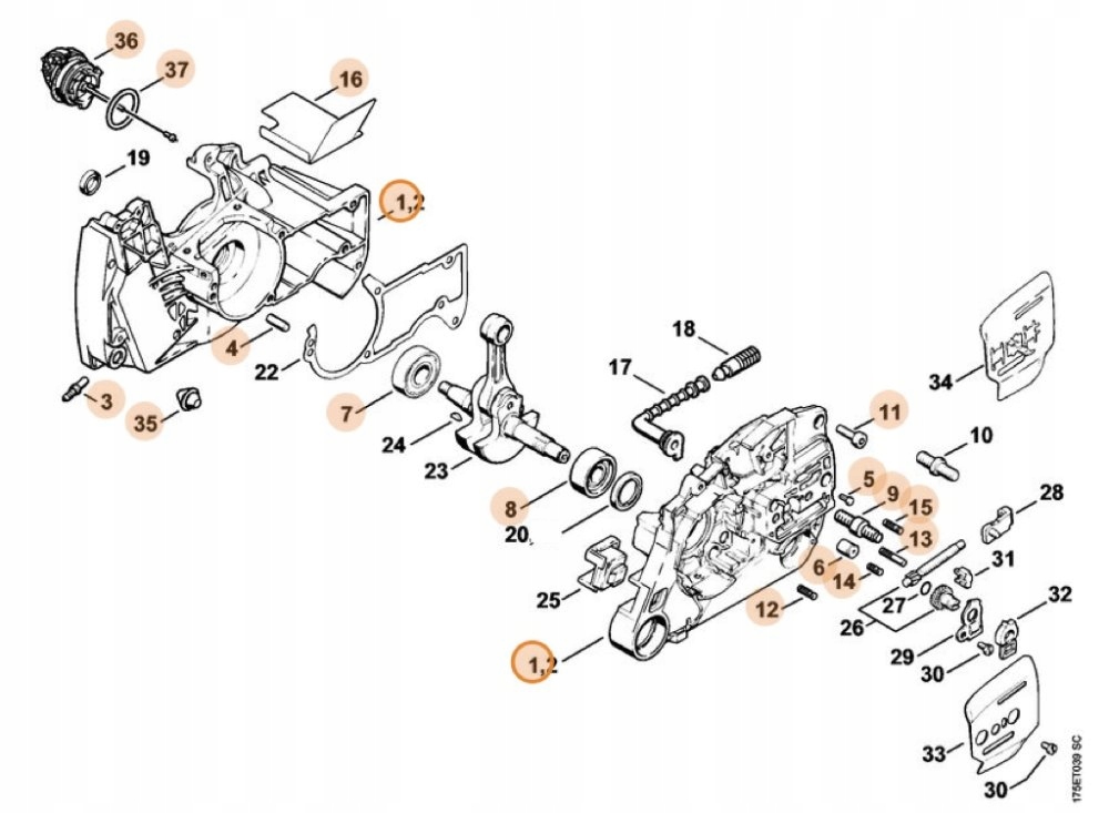 Nd Stihl Kľuková skriňa pre reťazovú pílu Ms 440, 1128 020 2139