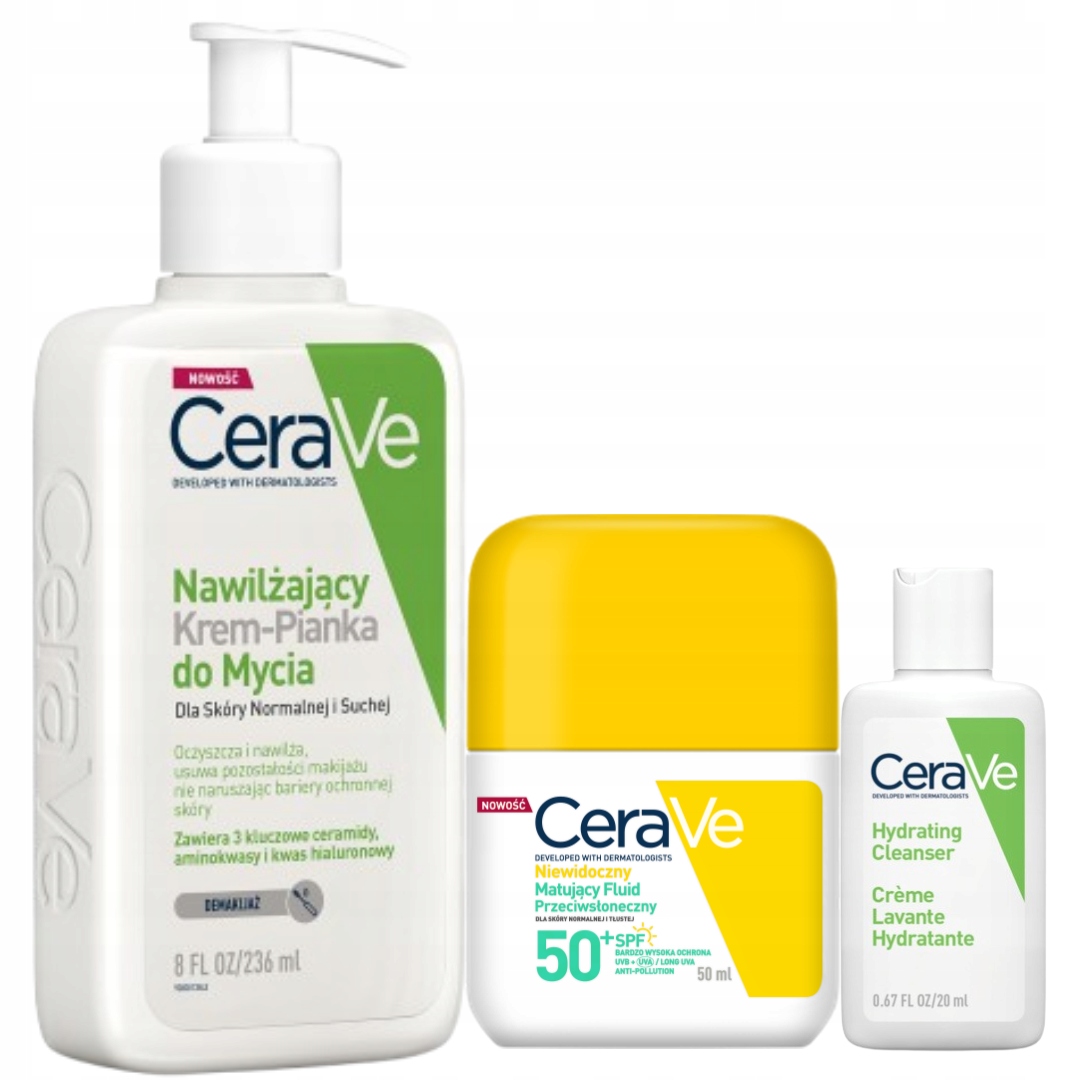 CeraVe Fluid Przeciwsłoneczny Spf 50 Krem-Pianka Nawilżający do Mycia 236ml