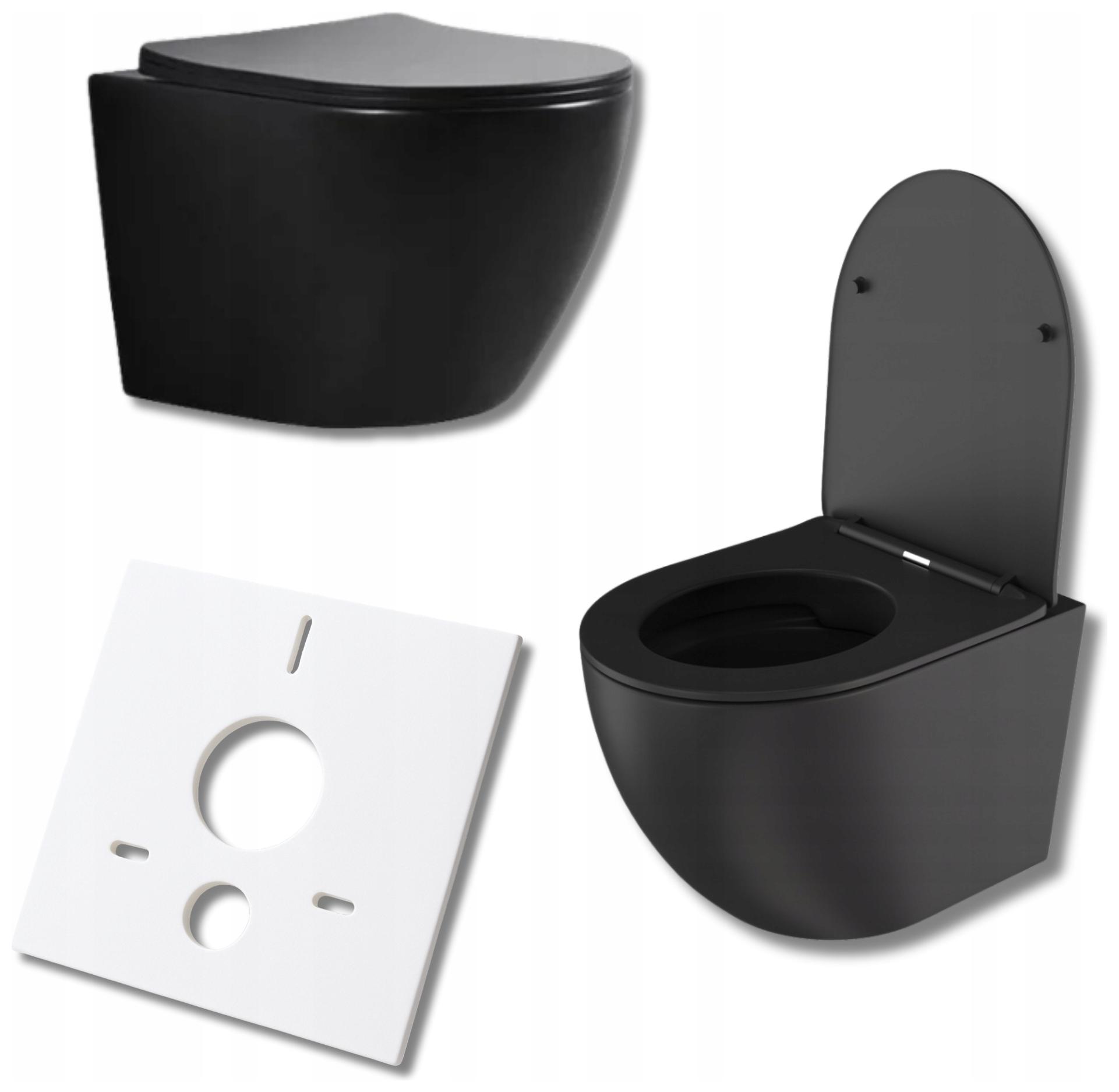 Wc Mísa Závěsná toaleta černá Bez Okraje Sedátko Via