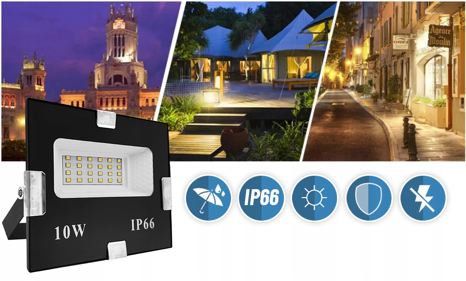 HALOGEN NAŚWIETLACZ LAMPA LED 10W=100W 840 lm WODOSZCZELNY ZEWNĘTRZNY IP66 Stan opakowania oryginalne