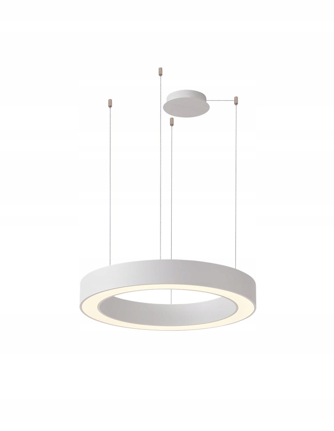 Biała lampa wisząca z podwieszonym ringiem 50W sterowana pilotem AZzardo