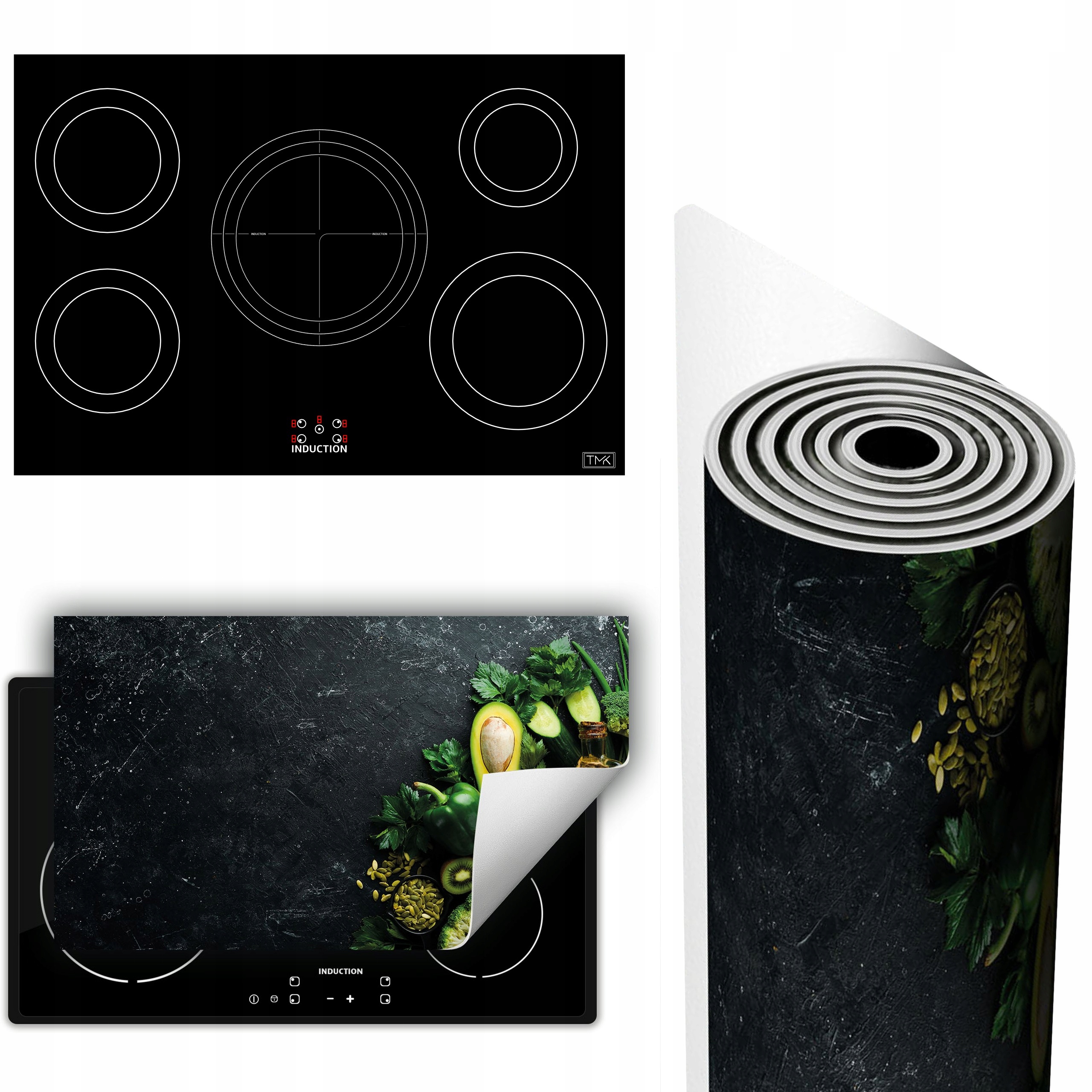 Vinylová Podložka Ochrana Kuchyňské Desky 90x52 zelená zelenina