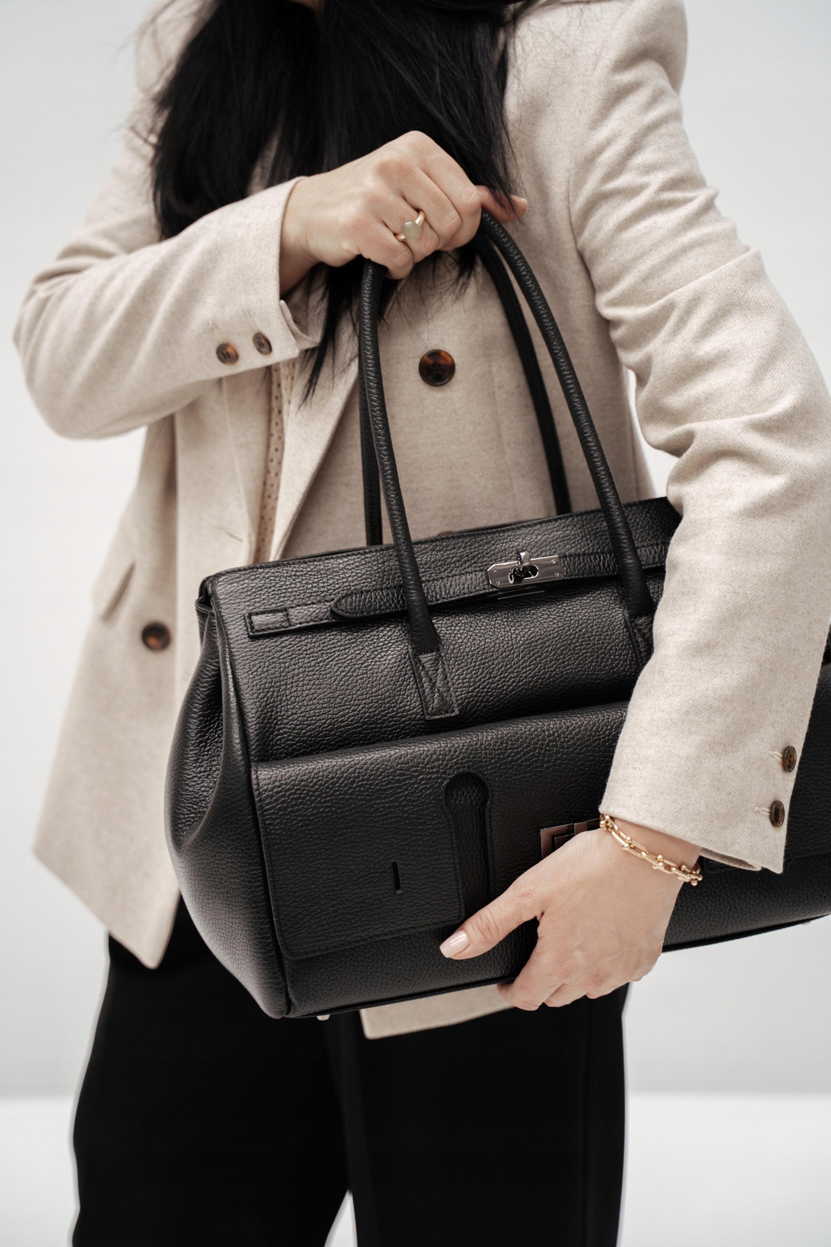 Dámská kabelka z přírodní kůže Mila-M Černá