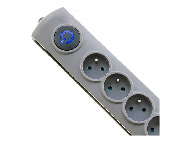 Qoltec 50167 Qoltec Listwa antyprzepięciowa Quick Switch 8 gniazd szara