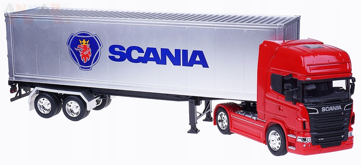 TIR SCANIA V8 R730 MODEL METAL CIĄGNIK NACZEPA WELLY 1:32