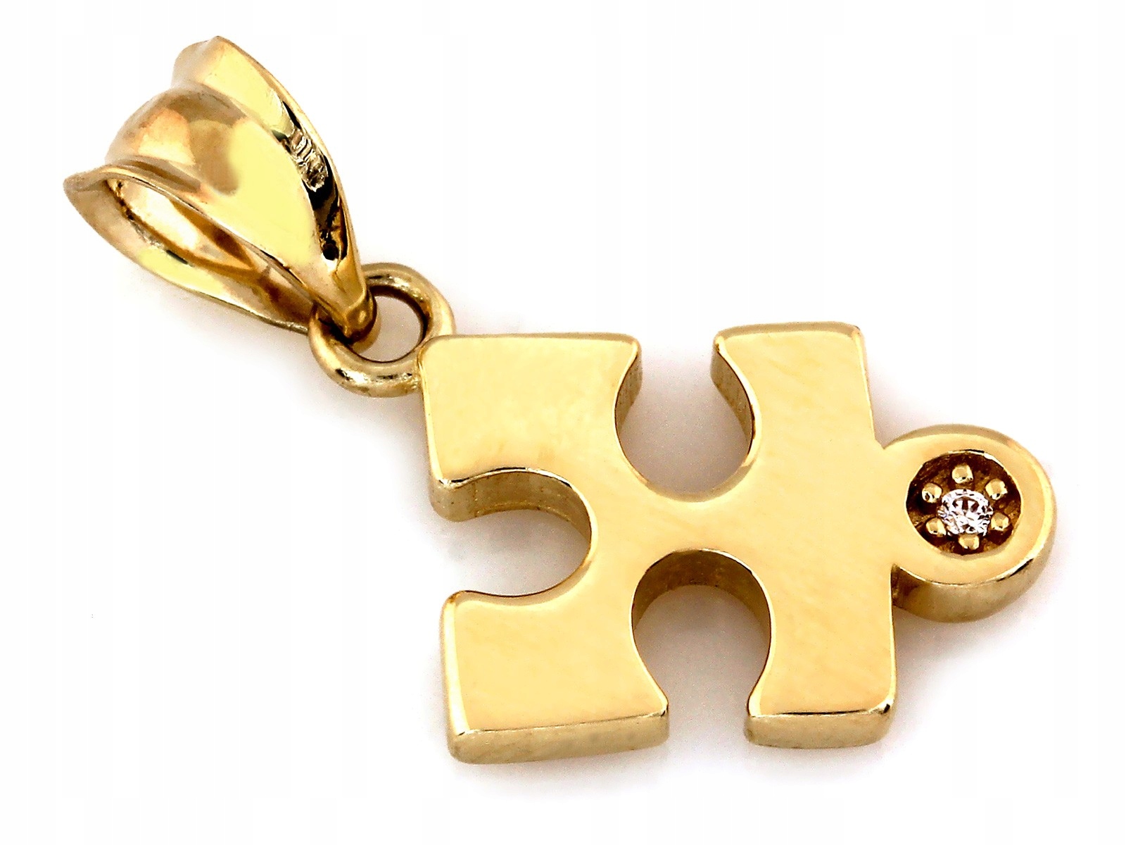 Zlatý přívěsek puzzel 585 lesklý přívěsek s bílou zirkonií dárek
