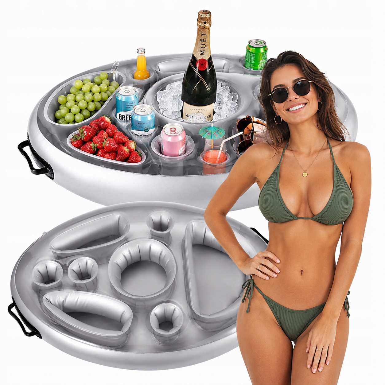 Pływający Stolik Do Basenu Jacuzzi Dmuchany Barek Napoje Drinki Przekąski