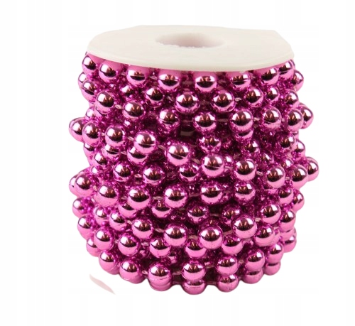 ŁAŃCUCH NA CHOINKĘ CIEMNY RÓŻ KORALIKI GIRLANDA KORALIKOWA SZPULA 10M