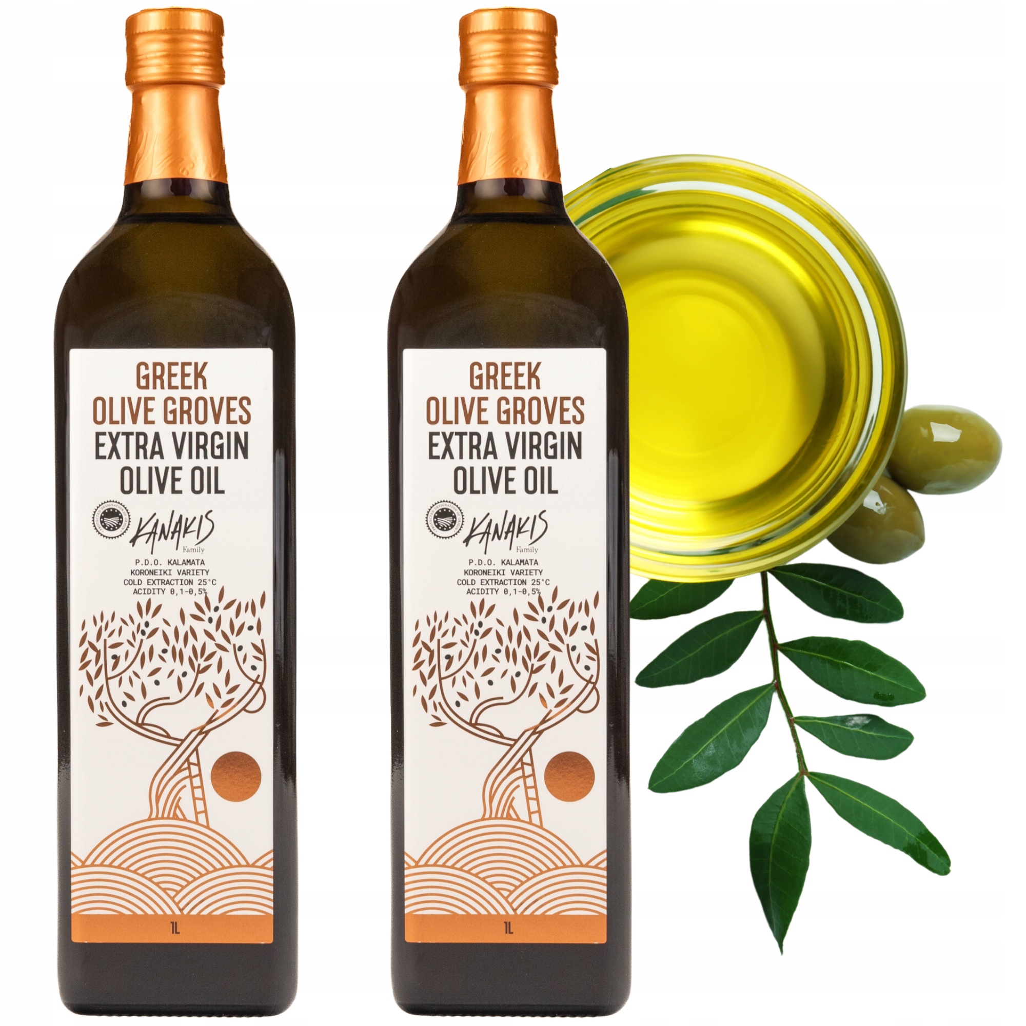 Levně 2x Extra panenský řecký olivový olej 1000 ml Tradiční Kalamata Kanakis