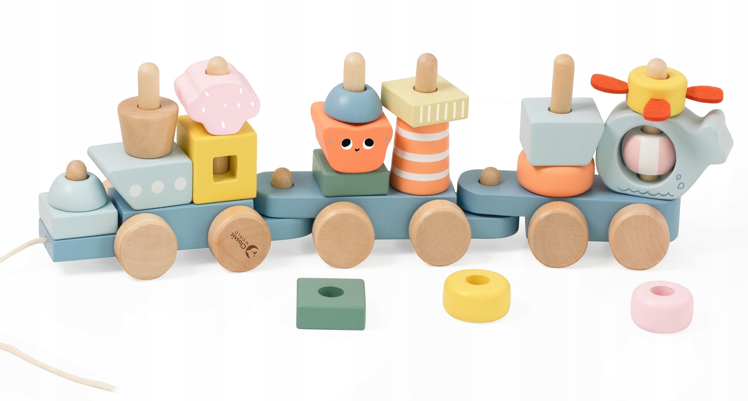 DREWNIANA KOLEJKA MONTESSORI ZWIERZĄTKA UKŁADANKA CIĄGNIĘCIA CLASSIC WORLD Kod producenta CW10520