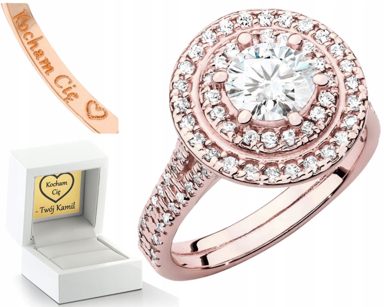 Růžové Zlato Prstýnek Diamanty Lab Jako Dárek 585 1,33 Ct