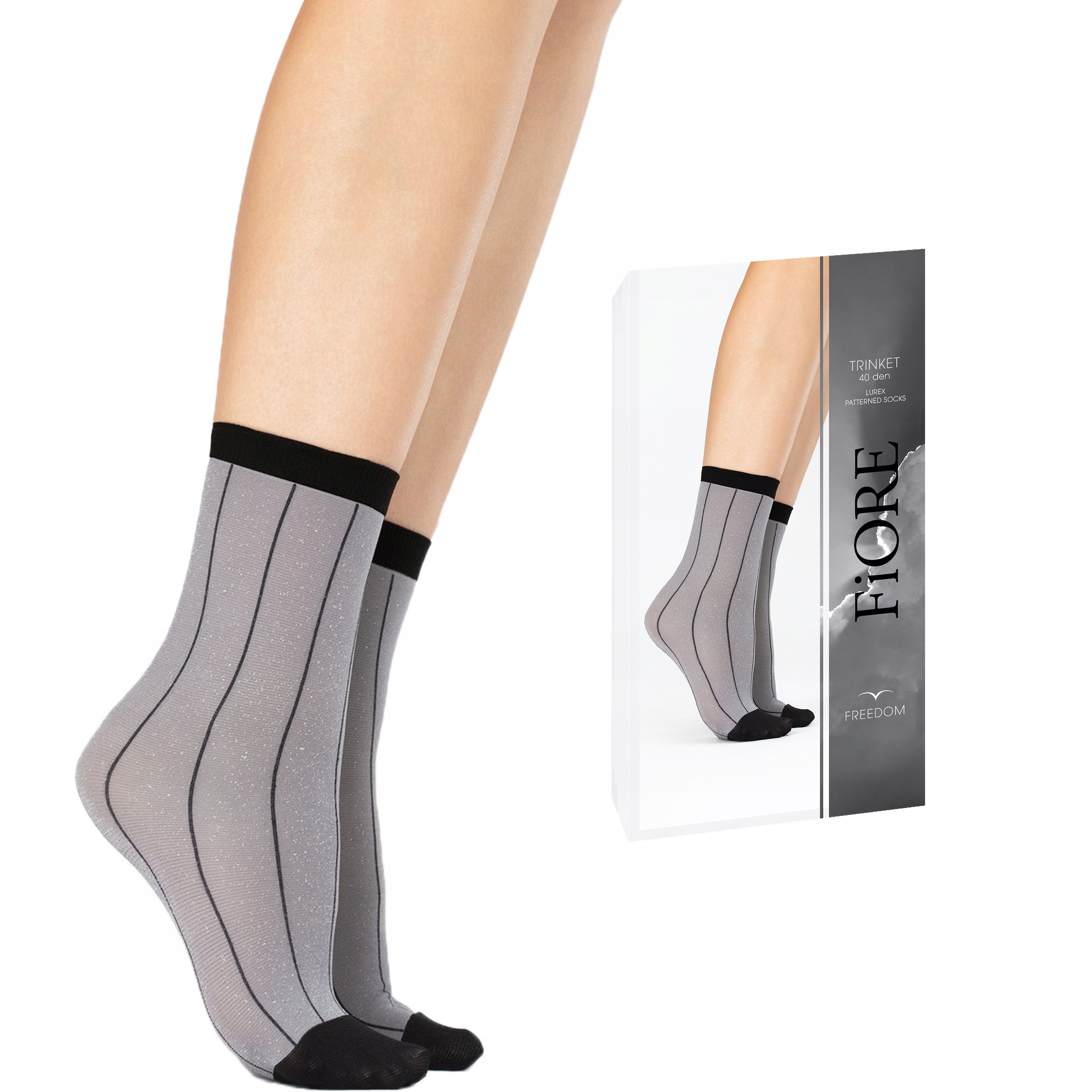 

Fiore skarpetki Trinket 40 den w paski grey