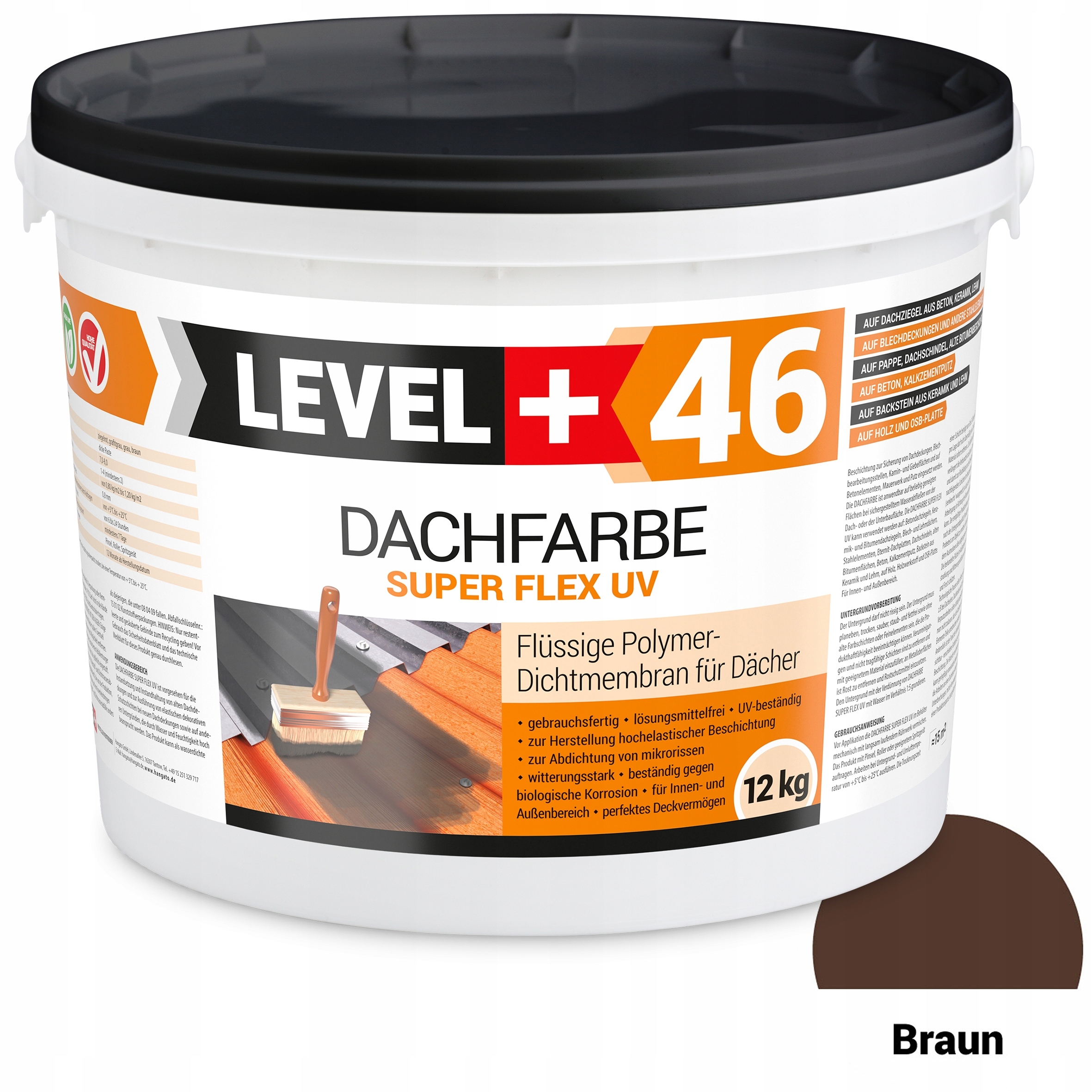 Barva tekutá fólie hnědá 12kg Level+46