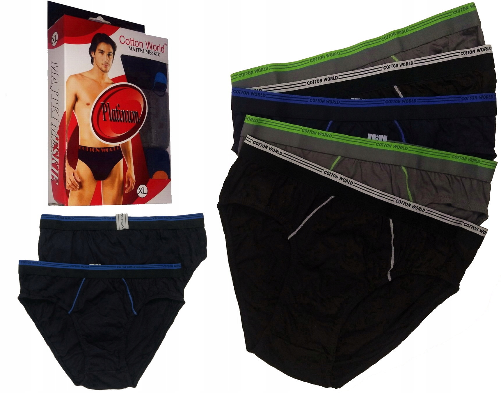 

6x slipy Męskie Cotton World na Gumie majtki- XXL