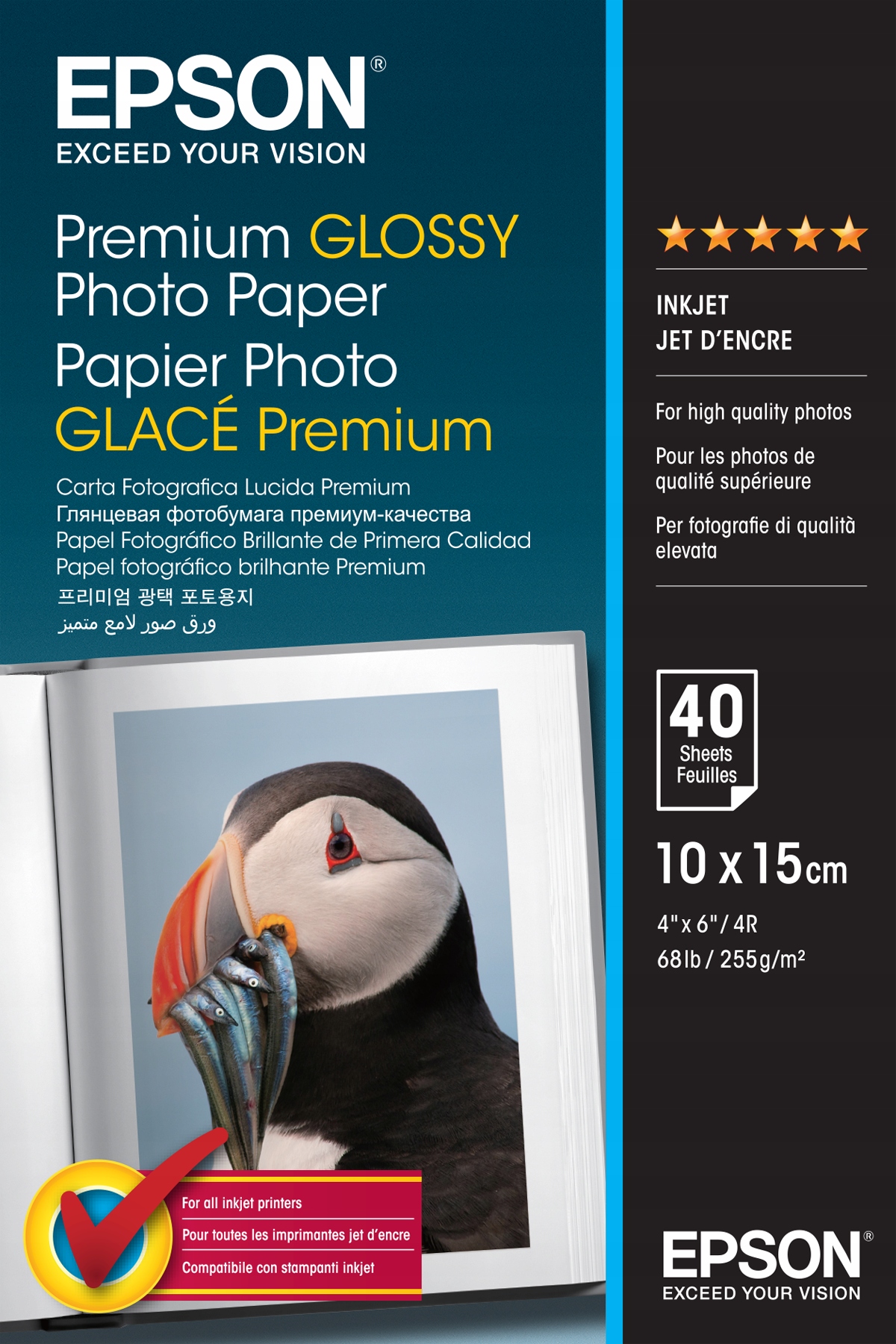 

Papier foto Epson Premium Glossy 10x15 255g 40ark.