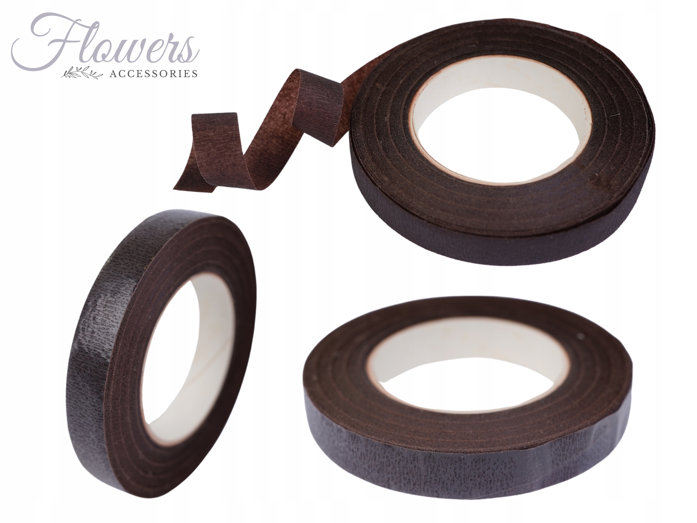 TAŚMA MASKUJĄCA DO KWIATÓW DEKORACJI BRĄZOWA 12 mm Kolor brązowy