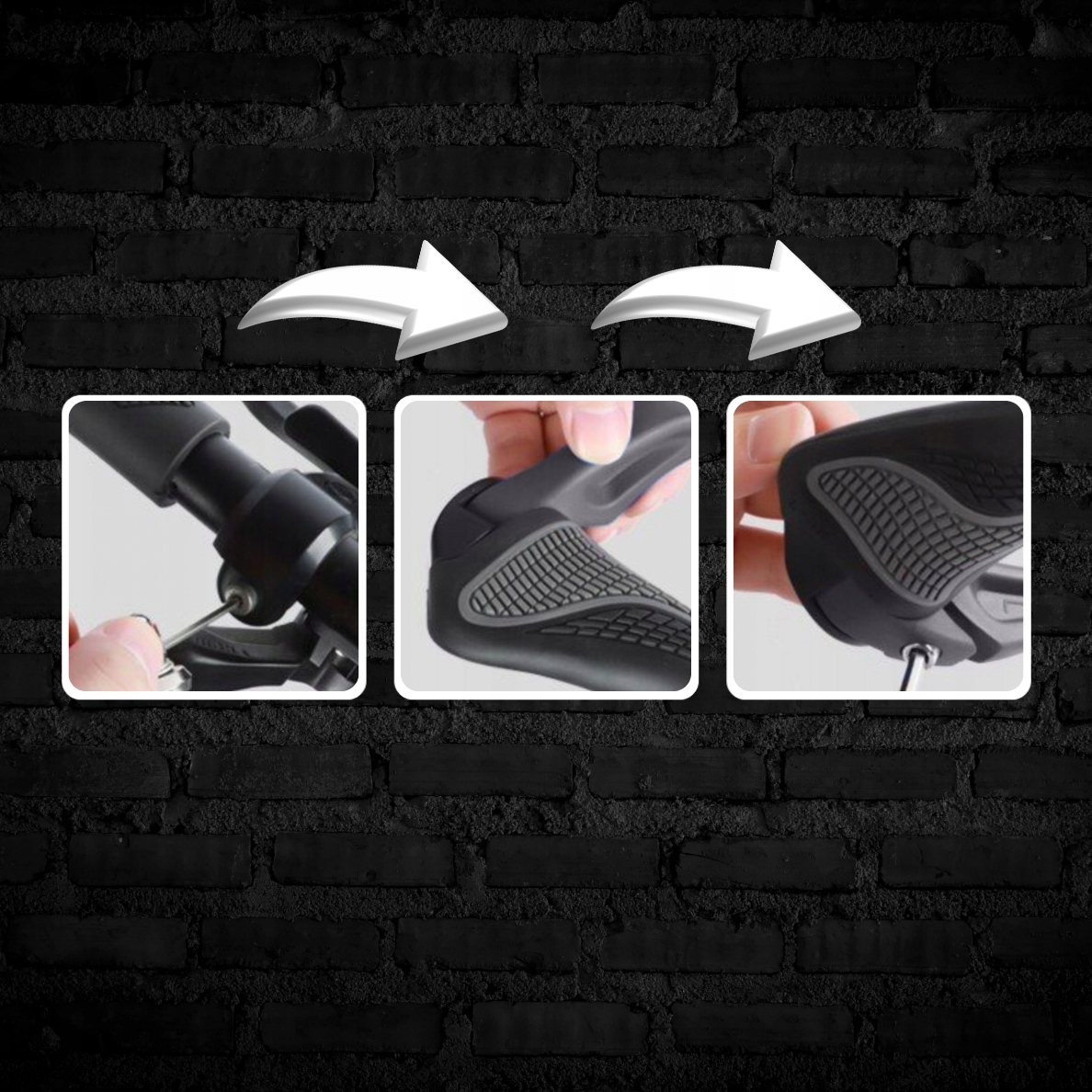 CHWYTY NA ROWER RĄCZKI ROGI GRIPY DO KIEROWNICY Kod producenta CHWYTY NA ROWER CZARNO-SZARY