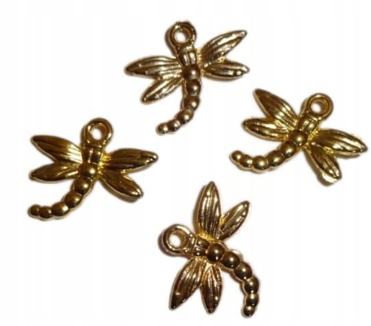 Zawieszka Charms Złota Ważka Wisiorek 20MM 7 Szt Zawieszki Ważki Akryl