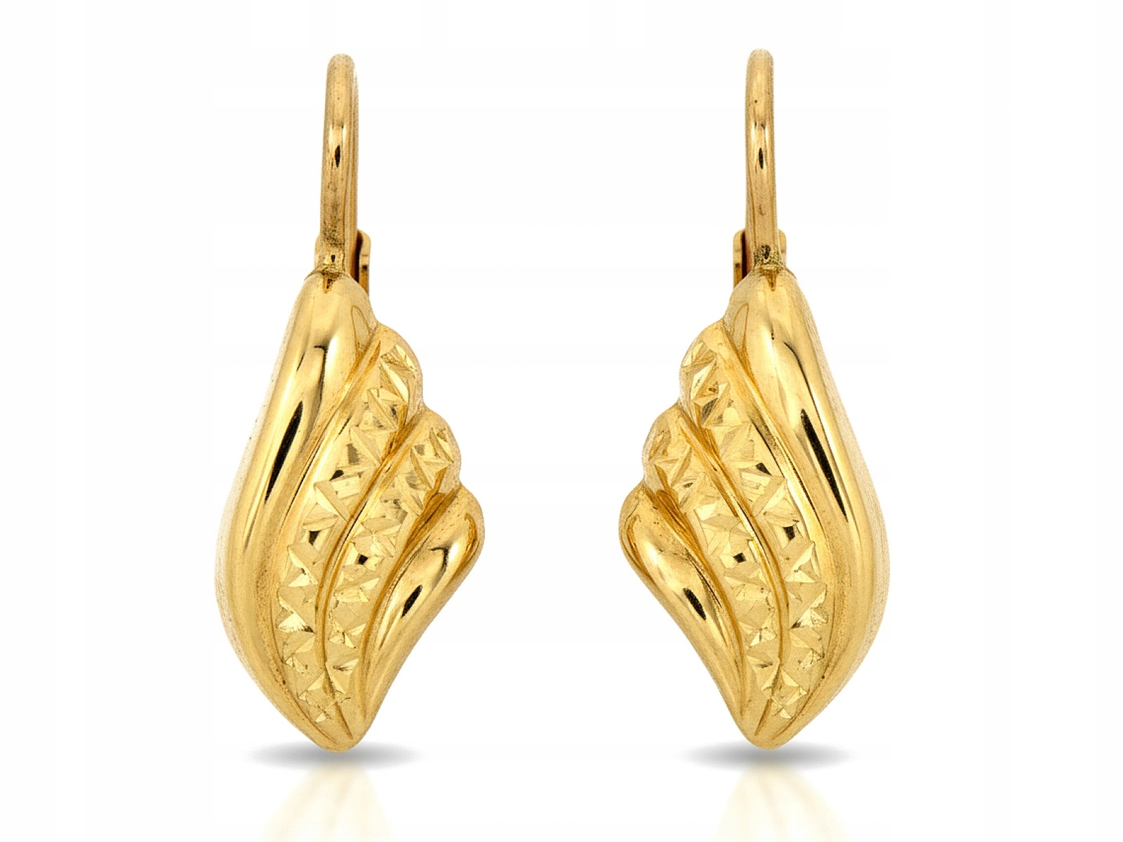 Zlaté Náušnice 585, módní lesklé anglické zapínání, ideální jako dárek