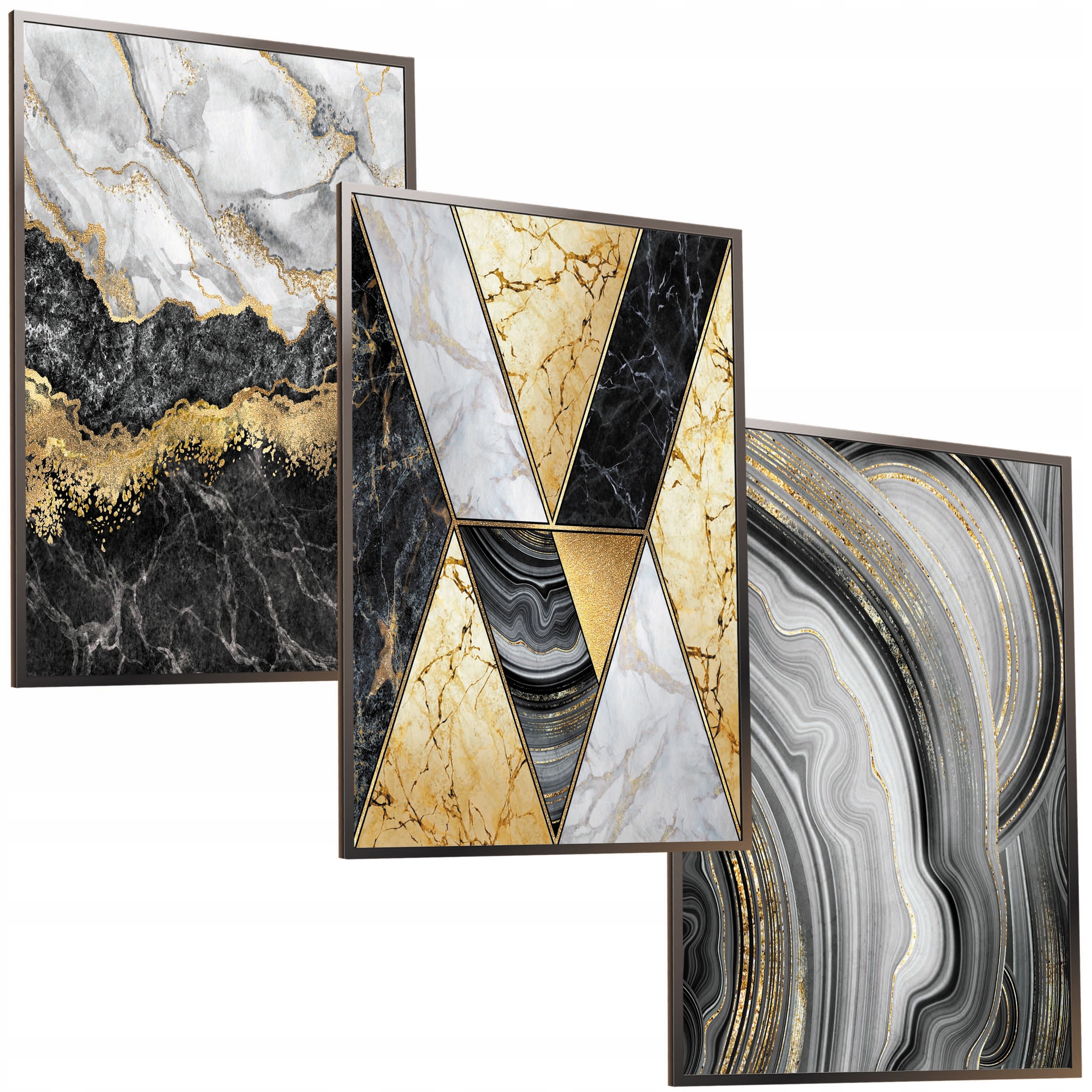 

Zestaw A3x3 Ramka Nowoczesny Obraz Srebrny Marmur