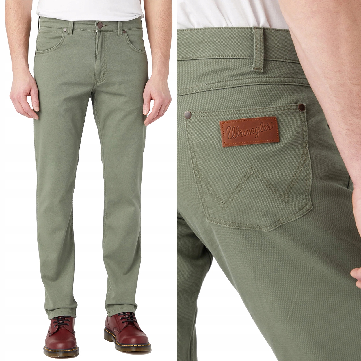 Wrangler Greensboro Dusty Olive Jednoduché Zelené Látkové Kalhoty W32 L34