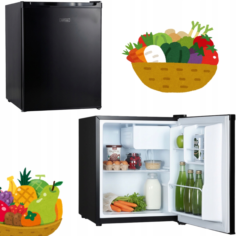 Czarna Lodówka Mała Kfr 04243.1 B 41L 44cm Do Hotelu Kampera Minibar