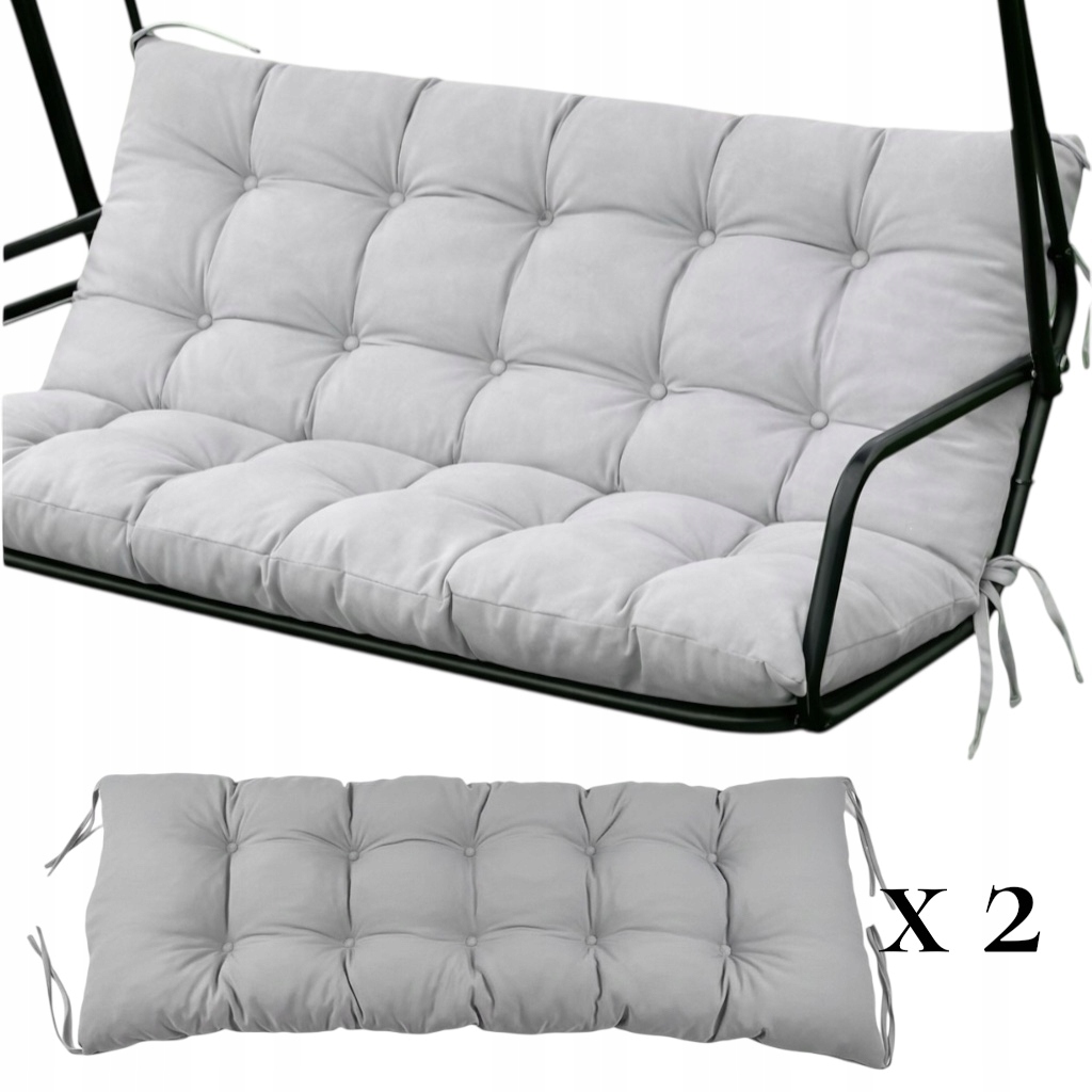 Polštáře na zahradní houpačku 150x50, sada 2 ks, šedá