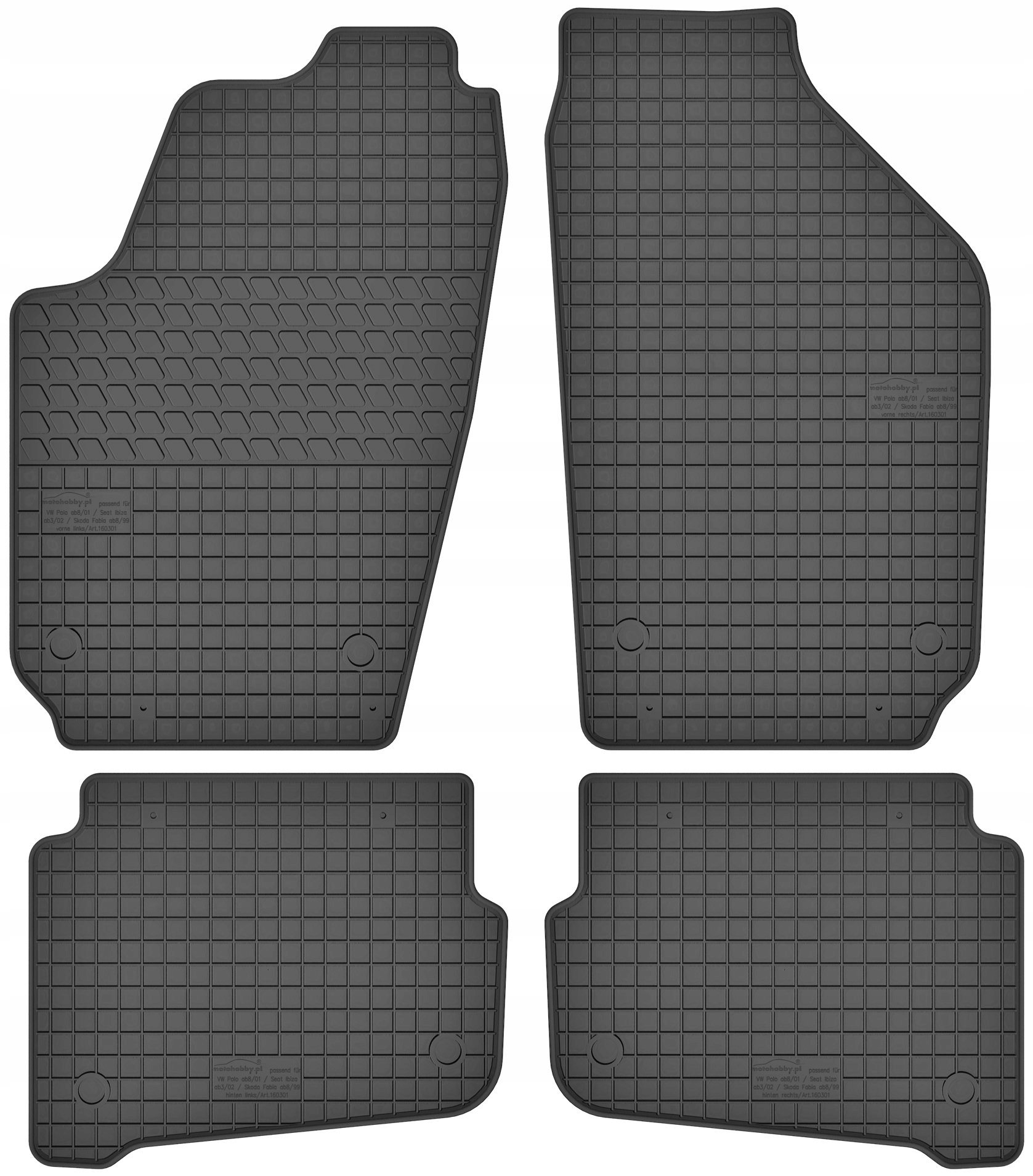 Gumové koberce určené pro Volkswagen Polo IV (2001-2009) Stopky