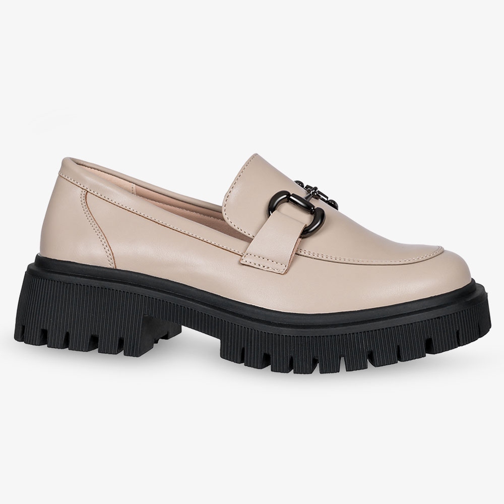 MOKASYNY PÓŁBUTY DAMSKIE BUTY MODNE NA PLATFORMIE BEŻOWE ZE SPRZĄCZKĄ r 40 Oryginalne opakowanie producenta pudełko