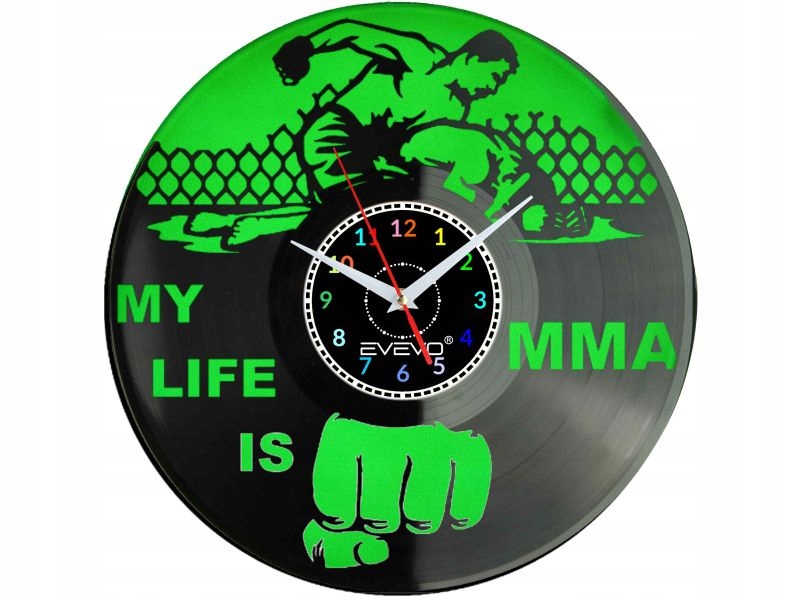 Nástěnné Hodiny My Life Is Mma Fluorescenční Pozadí Vinylová Deska Dárek Upo