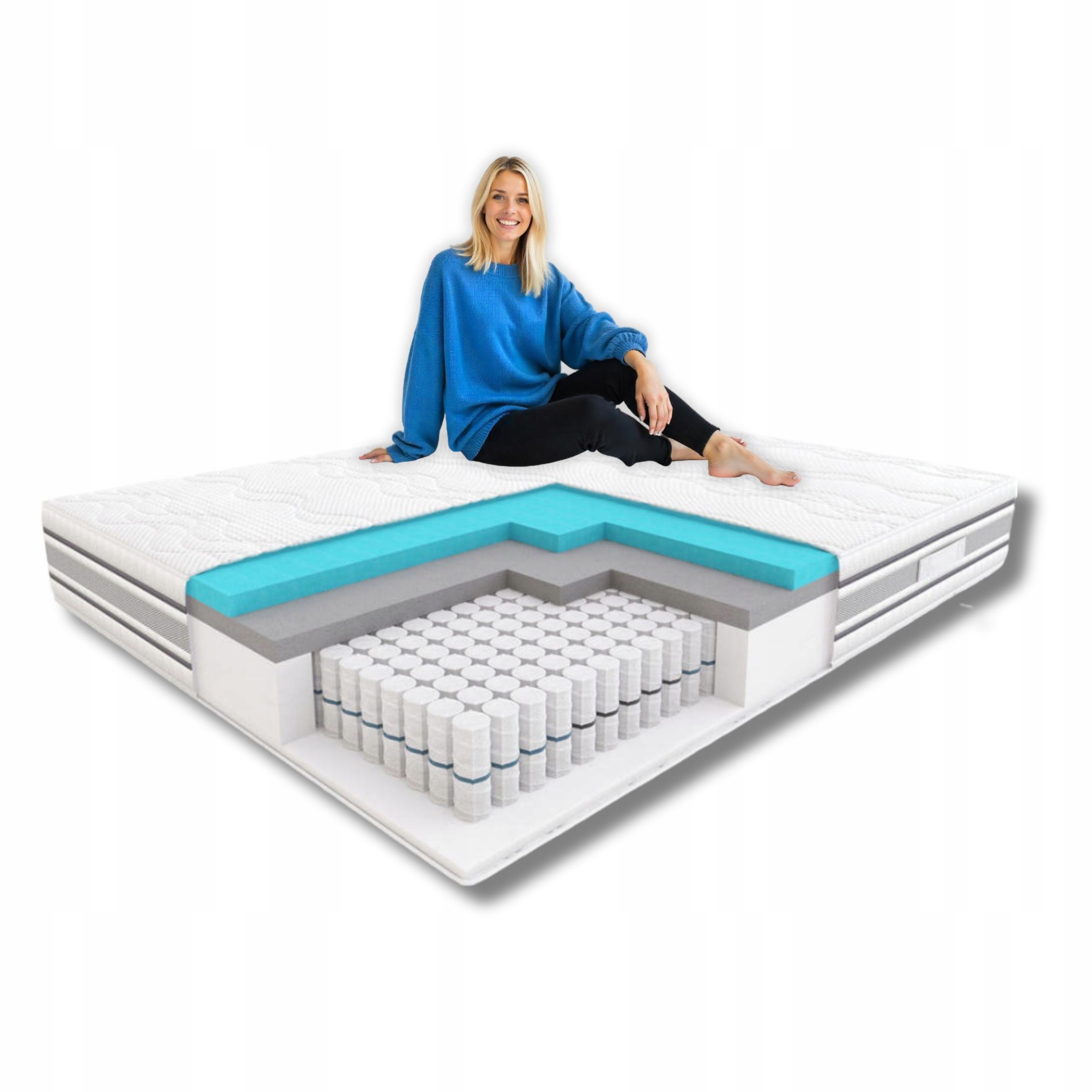 Materac 100x200 sprężynowy hybrydowy Hilding Dance Italiano średni