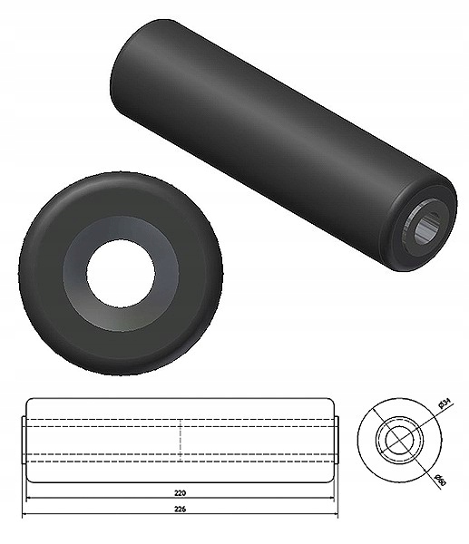 Rolka gumowa do przyczep podłodziowych RG35