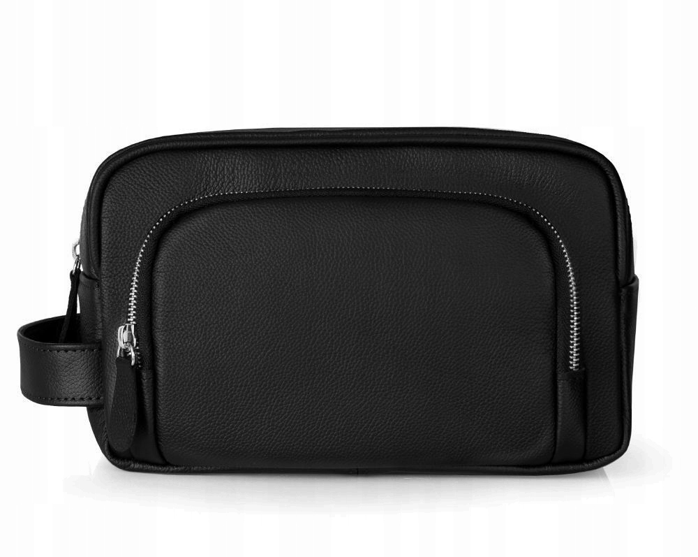 Pánská cestovní kosmetická taška velká kožená černá prostorná Solier Dárek