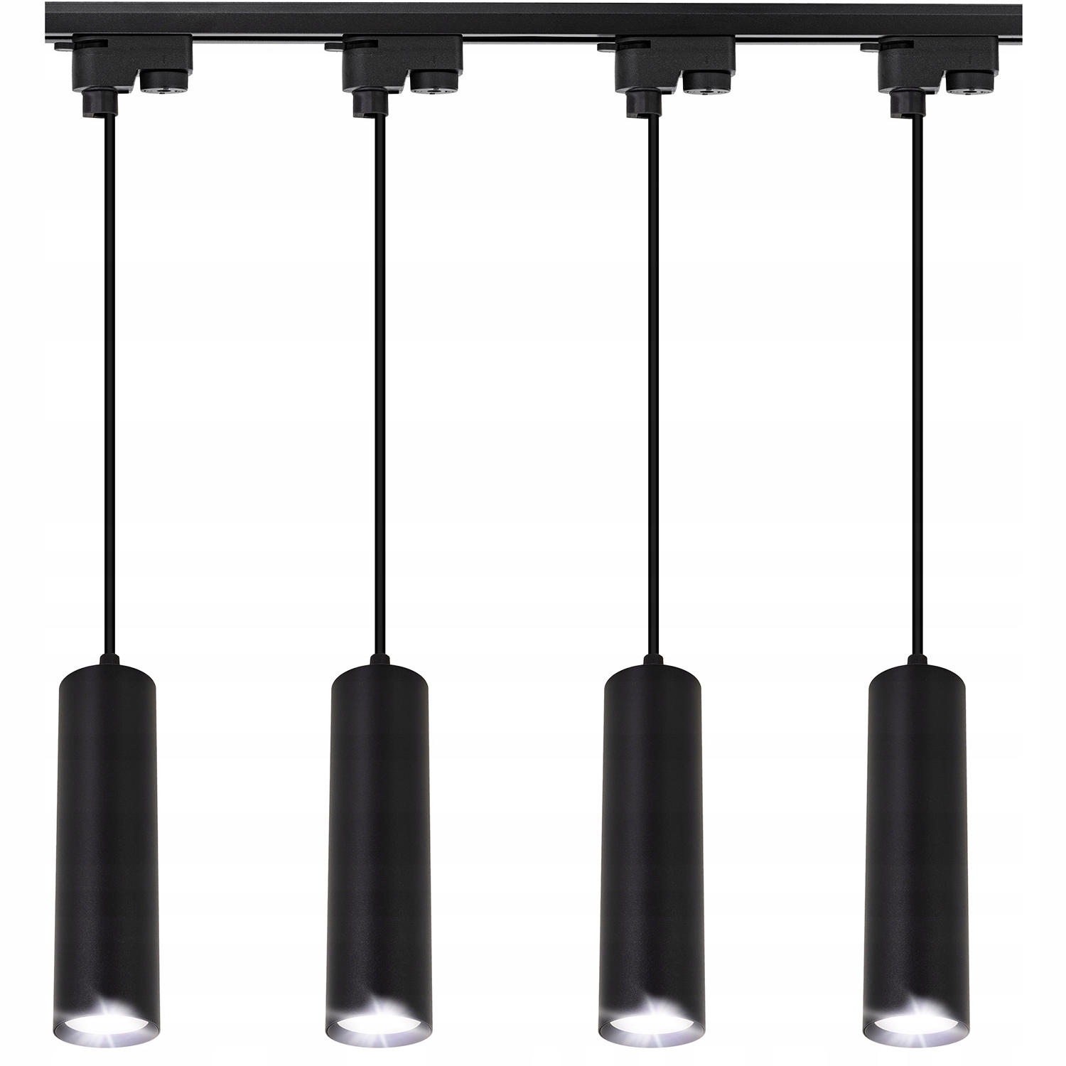 Lampa sufitowa wisząca Szyna 1m 4x GU10 Tuba Czarna do kuchni Pokoju