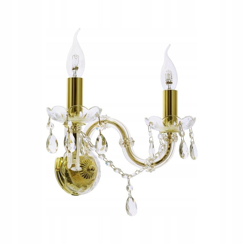 Kinkiet ścienny podwójny złoty z kryształkami Maria Teresa Candellux