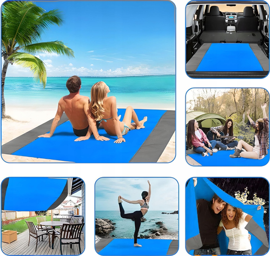 DUŻA MATA PLAŻOWA KOC NA PLAŻĘ PIKNIK 210x200 Wzór bez wzoru