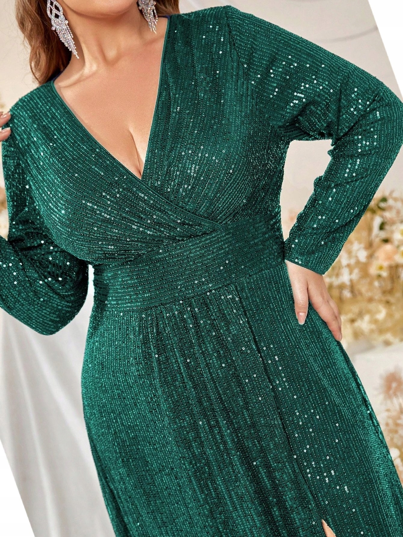 Šaty s vysokým rozparkem Večerní cepínová párty dlouhá 5XL 50