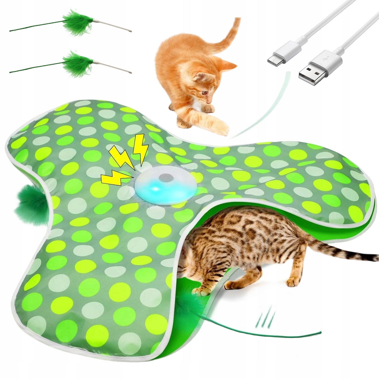 Levně Hračky Pro Kočky Interaktivní Elektronické S Pírkem Zvuky Myší