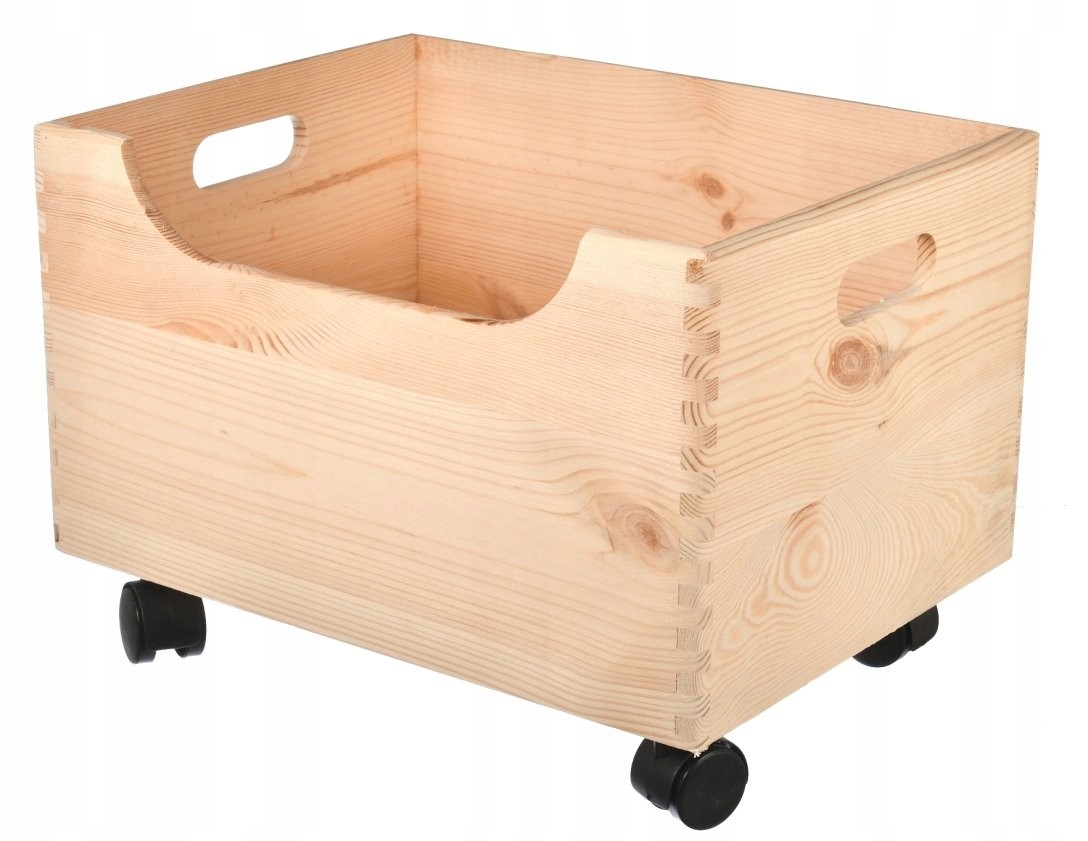 

Skrzynka Drewniana na zabawki Z Kółkami