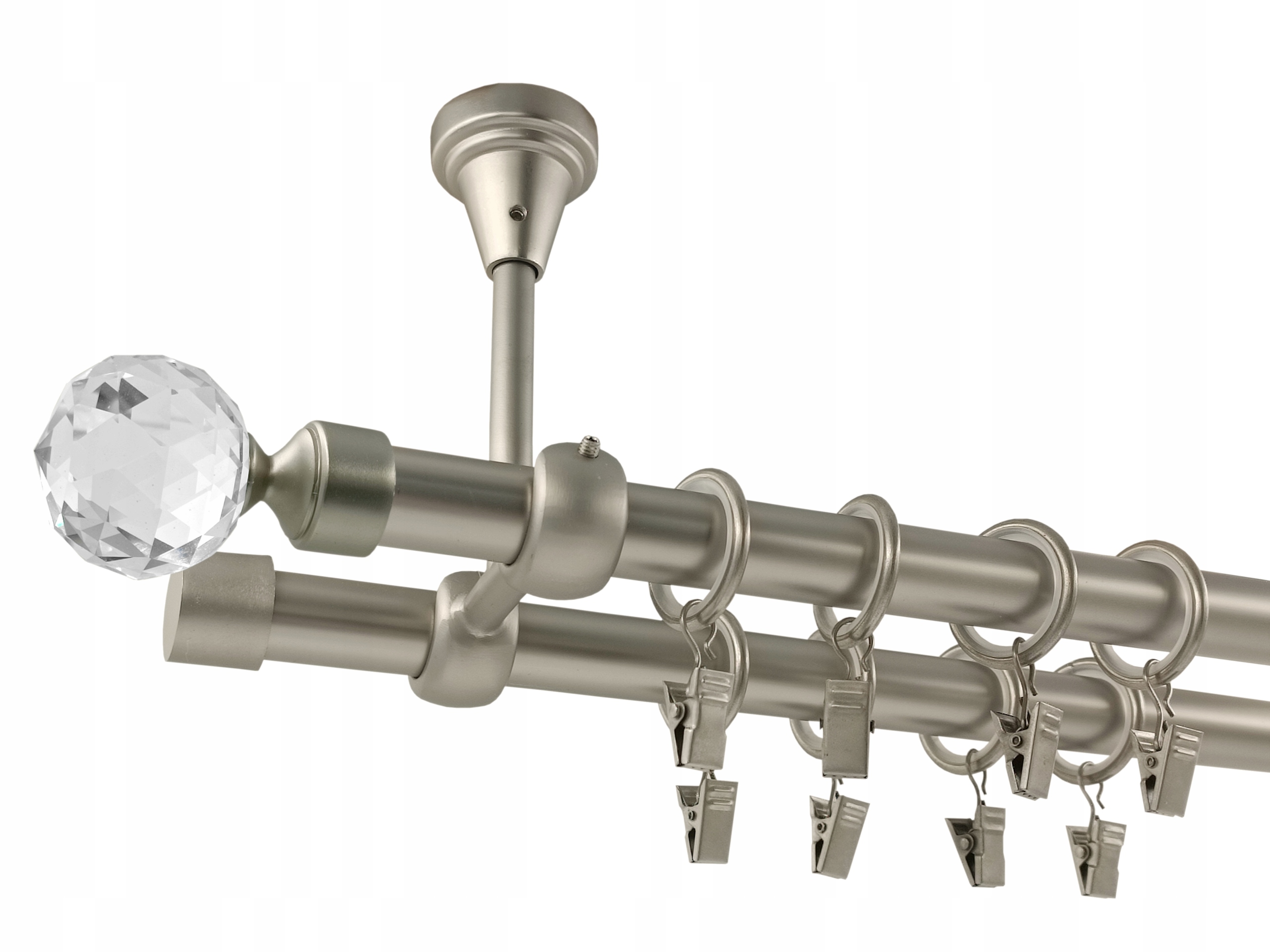 Garnýž Kovový Stropní 19+19 mm dvojitý Satén 180 cm MIX Koncovek