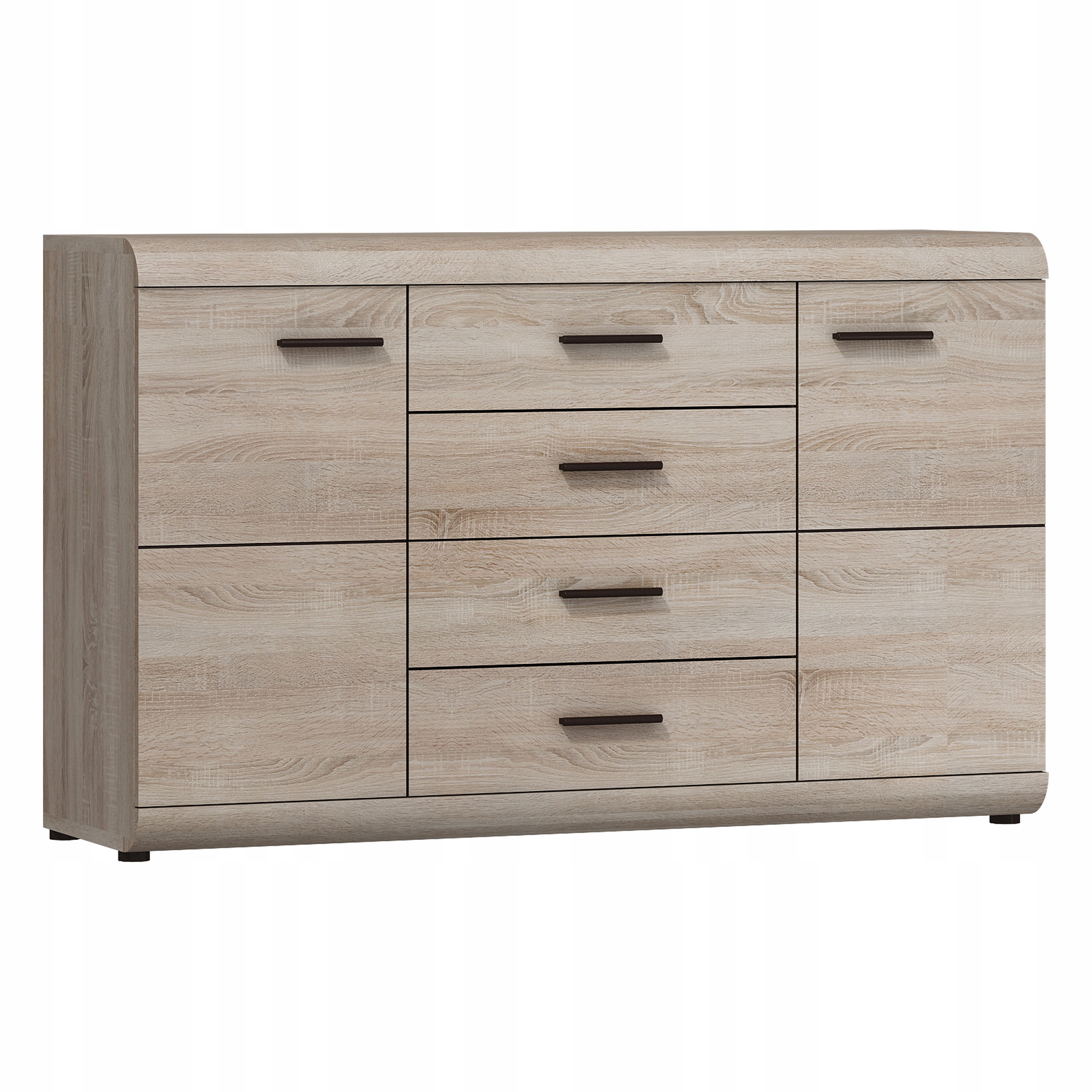 Komoda Legame 140 cm do obývacího pokoje Ložnice 4 zásuvky 2 Dvířka Dub Sonoma