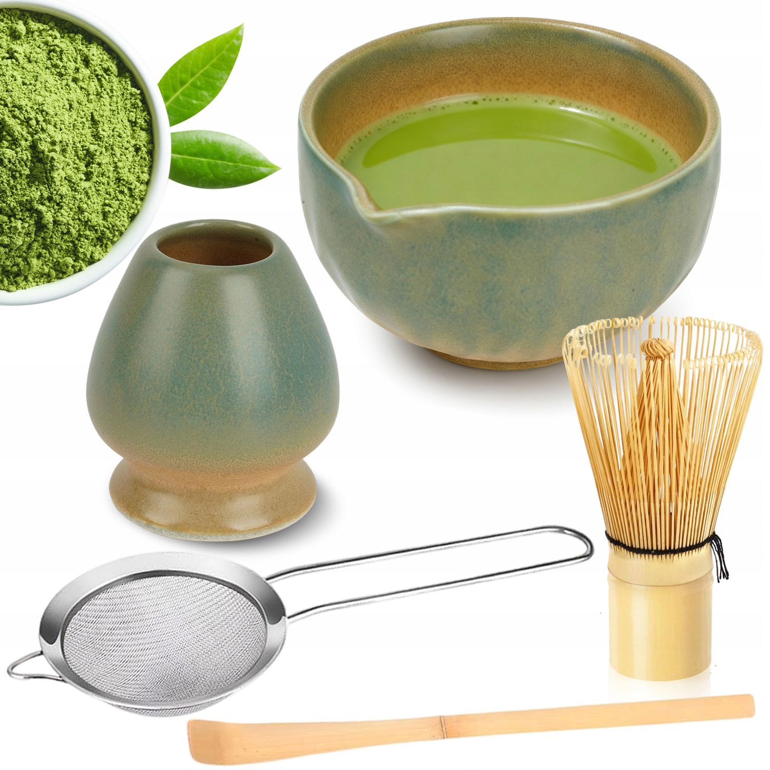Levně Sada Na Matcha: Miska, Metlička Chasen, Sítko Kompletní Autentická Keramická Sada