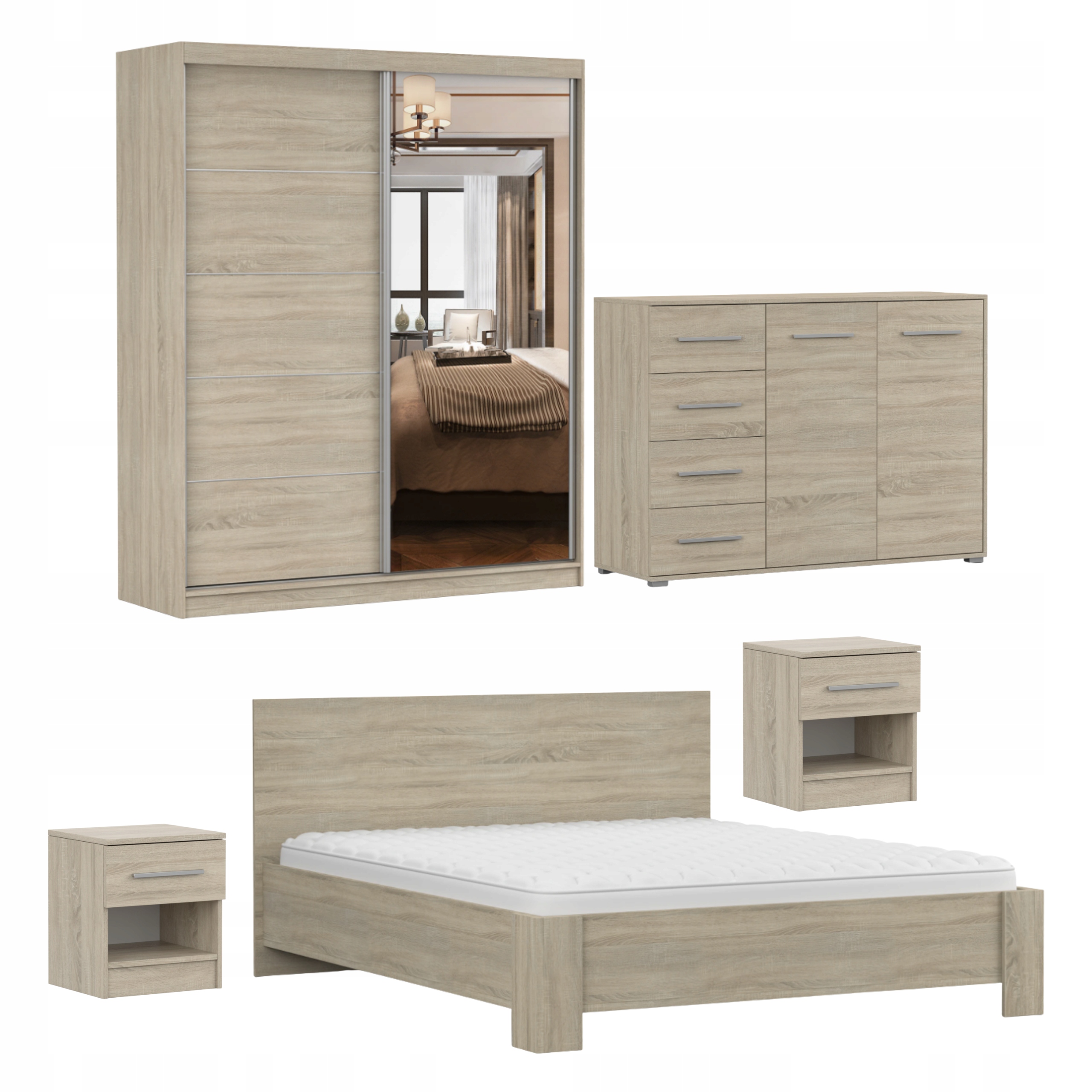 Ložnicový set Suri skříň 180 komoda postel 2x noční stolek Výrobce