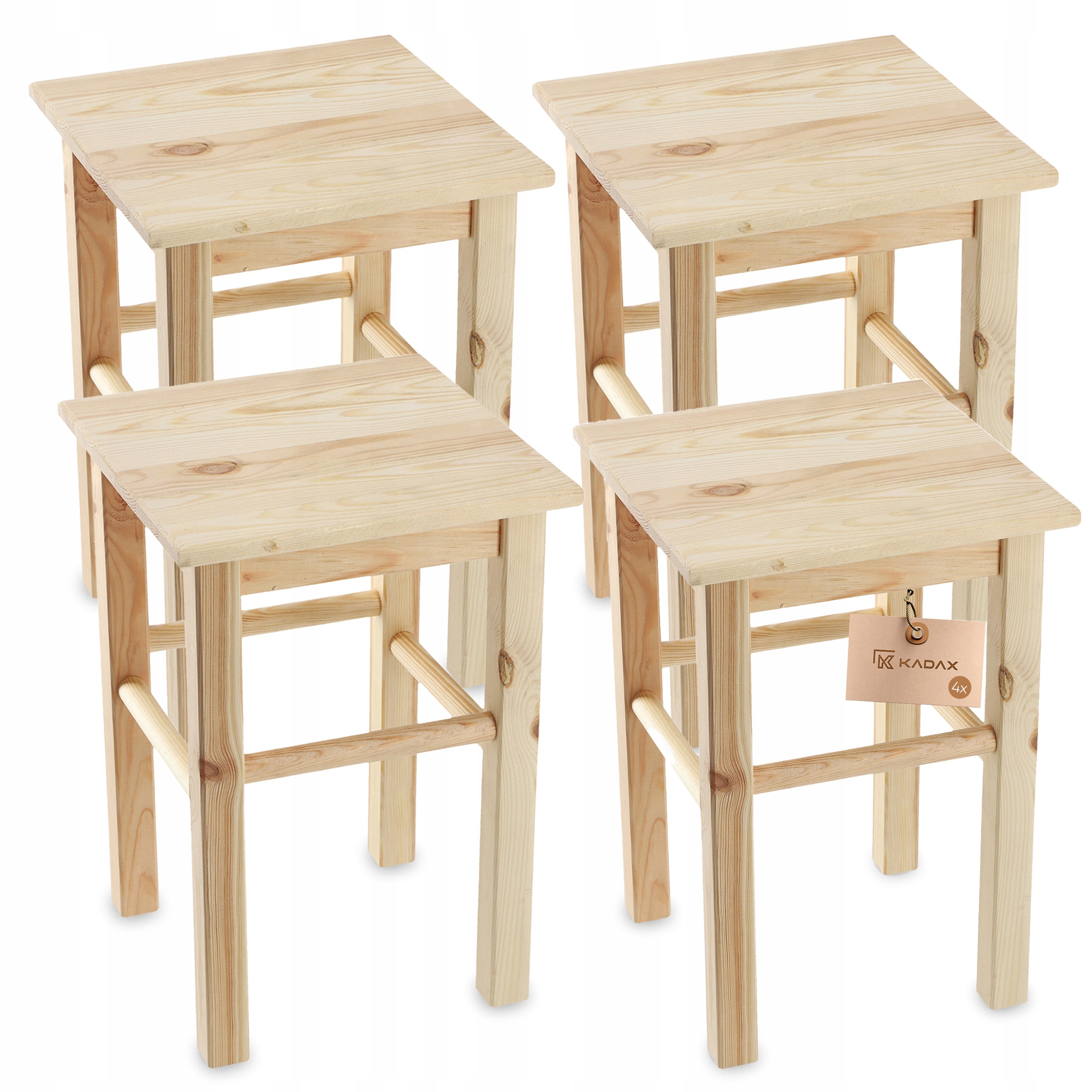 

Kadax Taboret Drewniany Stołek Krzesło 44cm 4szt