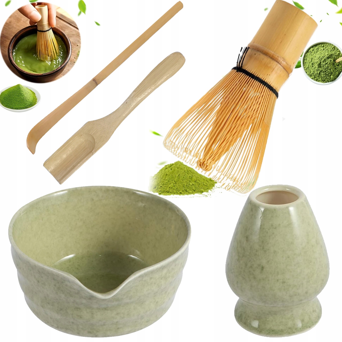 Dárková sada na čaj matcha šálek metla podstavec lžička 5ks