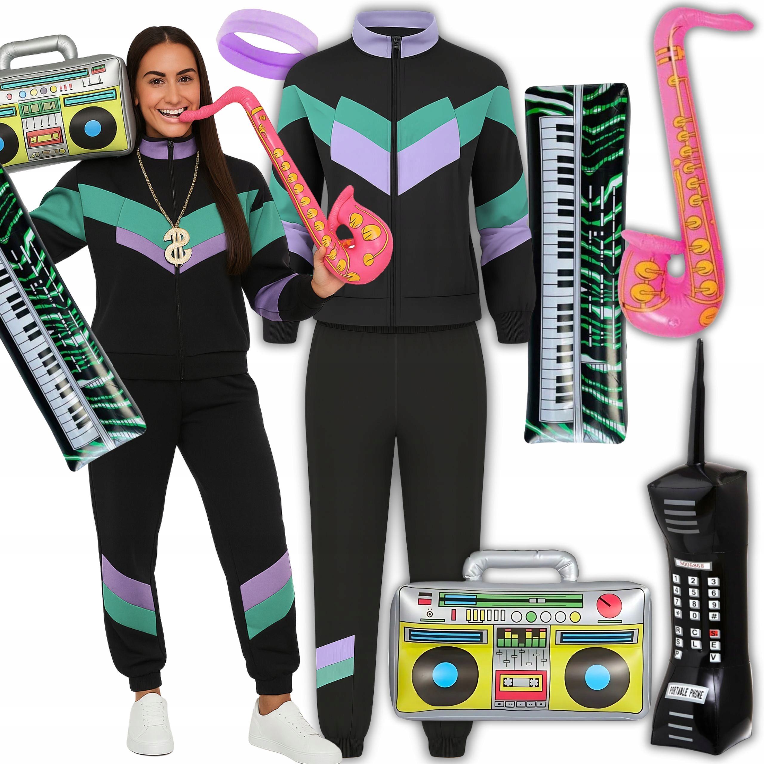 Kostým Léta 80 90 Disco Převlek Teplákovka Ortalionový Retro Fitness Xs S
