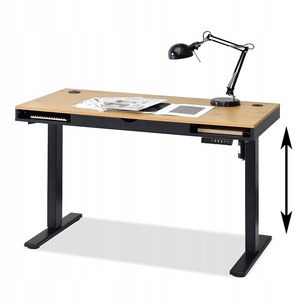 NOWOCZESNE BIURKO PODNOSZONE OTSO 120 CZARNY DĄB