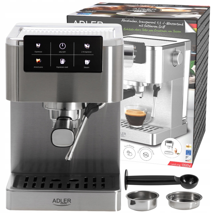 Ekspres Ciśnieniowy Do Kawy Automatyczny Kolbowy 20BAR LCD Spieniacz Srebny