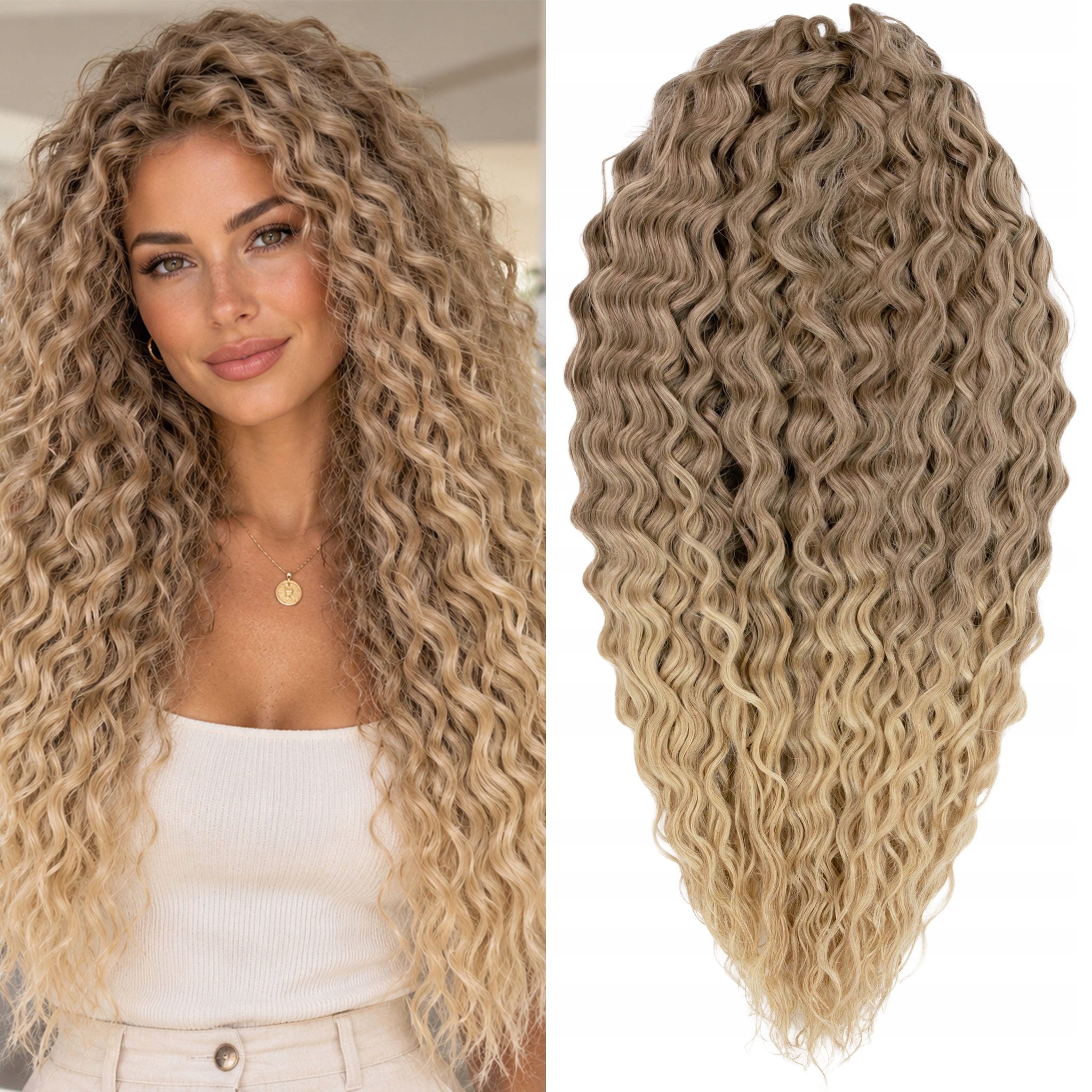 Włosy syntetyczne sztuczne Afroloki Ariel Pro Arielki blond ombre 55cm 300g