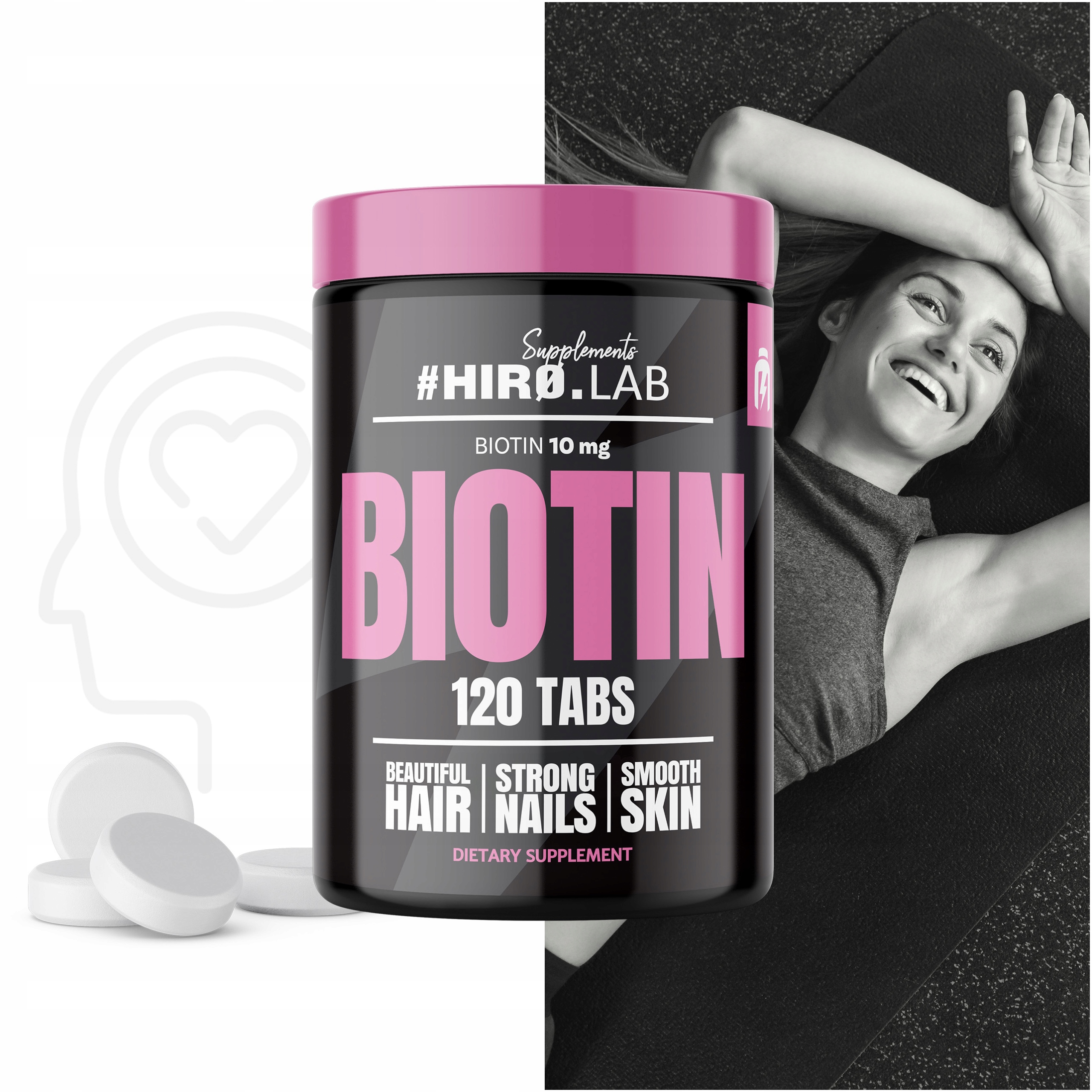 Hiro.Lab Biotin 120t BIOTYNA WŁOSY SKÓRA PAZNOKCIE Postać tabletki